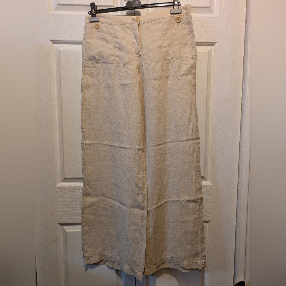 Max Studio 100% Linen Wide-Leg Pants Beige Size 8 New With Tags!